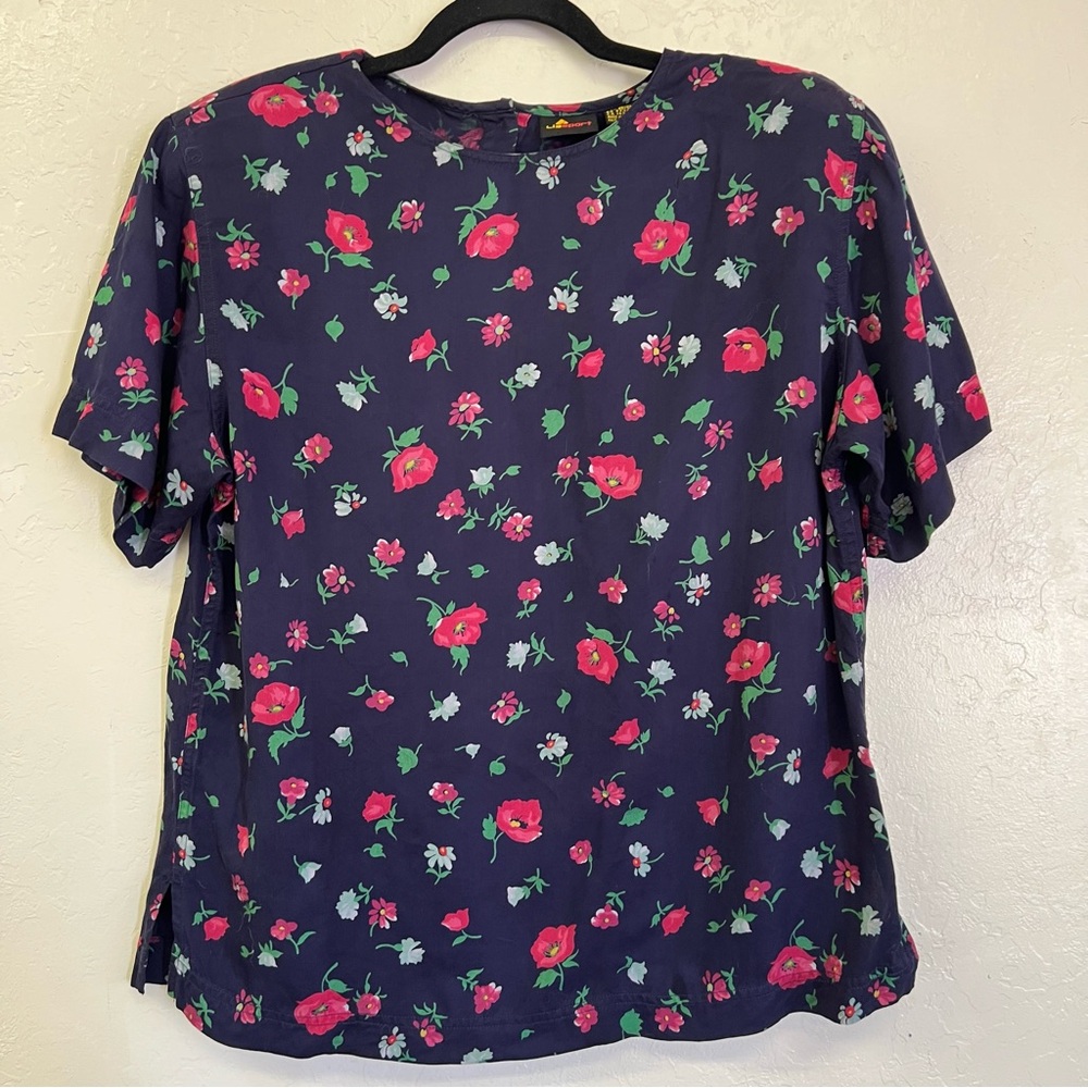 Vintage 80s‎ Liz Sport Floral Top Pleated Flowy Culotte Skort Set Sz L/14 GVC